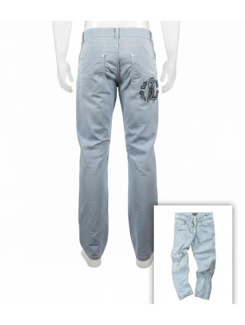 Roberto Cavalli Boy's Light Blue Embroidered Pants Youth 8